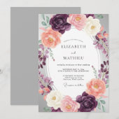 Invitation Mariage Romantique au Plumage Painter (Devant / Derrière)