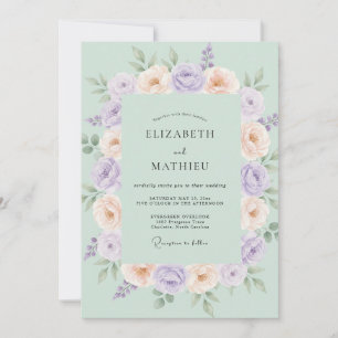 Invitation Mariage Romantique au Vert Menthe Pastel
