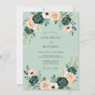 Invitation Mariage Romantique au Vert Sauge Poli