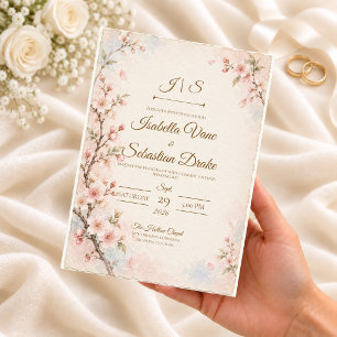 Invitation Mariage Romantique aux Fleurs de Cerisier