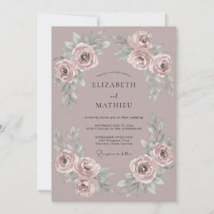 Invitation Mariage Romantique aux Fleurs de Mauve