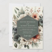 Invitation Mariage Romantique aux Fleurs Rose Poussiéreuses (Devant)