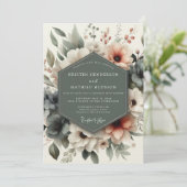 Invitation Mariage Romantique aux Fleurs Rose Poussiéreuses (Debout devant)