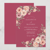 Invitation Mariage Romantique aux Fruits Rouges (Devant / Derrière)