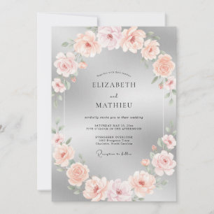 Invitation Mariage Romantique aux Reflets Argentés