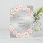 Invitation Mariage Romantique aux Reflets Argentés (Debout devant)