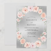 Invitation Mariage Romantique aux Reflets Argentés (Devant / Derrière)