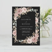 Invitation Mariage Romantique avec Arche Florale Rose (Debout devant)