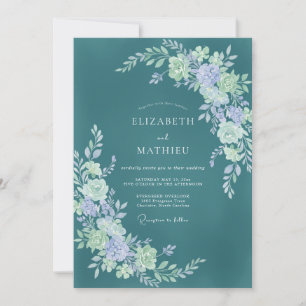 Invitation Mariage Romantique avec Fleurissement Floral de Te