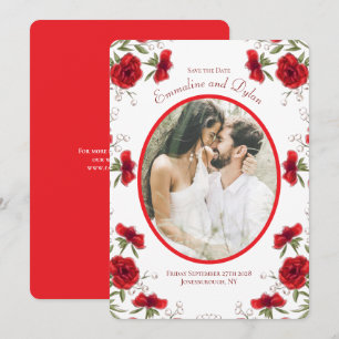 Invitation Mariage romantique avec rose rouge Photo à retenir