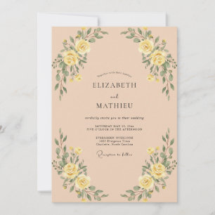 Invitation Mariage Romantique avec une Arche Fleurie Jaune