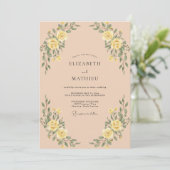 Invitation Mariage Romantique avec une Arche Fleurie Jaune (Debout devant)