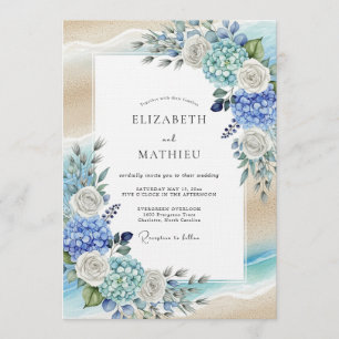 Invitation Mariage Romantique avec une Profusion d'Hortensias