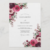 Invitation Mariage romantique avec une profusion florale de B (Devant)