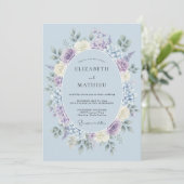 Invitation Mariage Romantique Azur Doux (Debout devant)
