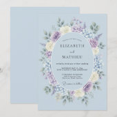 Invitation Mariage Romantique Azur Doux (Devant / Derrière)