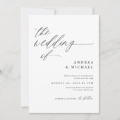 Invitation Mariage Romantique Blanc et Noir Moderne (Devant)