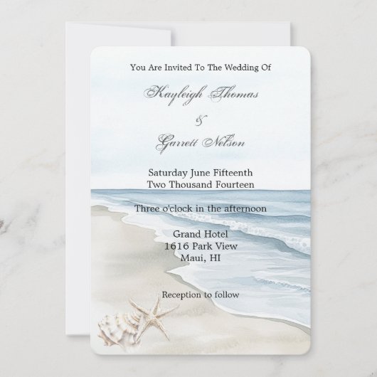 Invitation Mariage romantique Blue Beach Ocean (Devant)