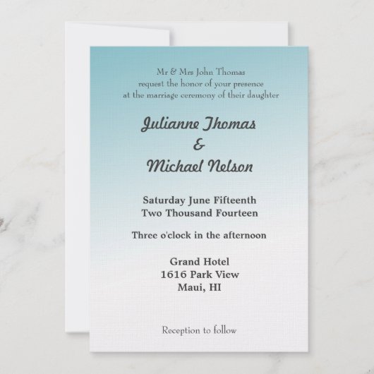 Invitation Mariage romantique Blue Sky (Devant)