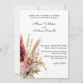 Invitation Mariage Romantique Bohème à l'Herbe de Pampas (Devant)