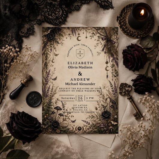Invitation Mariage romantique boho gothique