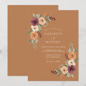Invitation Mariage Romantique Botanique Ambre (Devant / Derrière)
