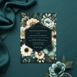 Invitation Mariage Romantique Botanique au Théal Profond