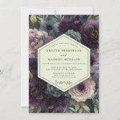Invitation Mariage Romantique Botanique aux Tons de Prune (Devant)
