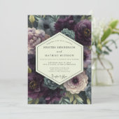 Invitation Mariage Romantique Botanique aux Tons de Prune (Debout devant)