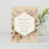 Invitation Mariage Romantique Botanique Beige (Debout devant)