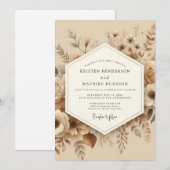 Invitation Mariage Romantique Botanique Beige (Devant / Derrière)