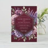 Invitation Mariage Romantique Botanique Bourguignon (Debout devant)