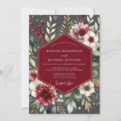 Invitation Mariage Romantique Botanique Bourguignon (Devant)
