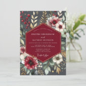 Invitation Mariage Romantique Botanique Bourguignon (Debout devant)