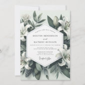 Invitation Mariage Romantique Botanique de Lys Sage (Devant)