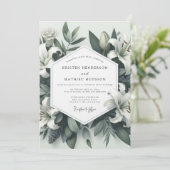 Invitation Mariage Romantique Botanique de Lys Sage (Debout devant)