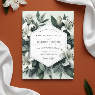 Invitation Mariage Romantique Botanique de Lys Sage