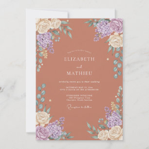 Invitation Mariage Romantique Botanique en Terracotta