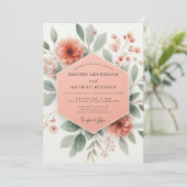 Invitation Mariage Romantique Botanique Fleur de Corail (Debout devant)