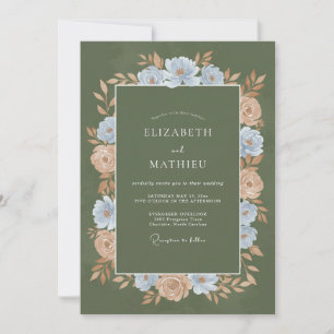 Invitation Mariage Romantique Botanique Floral Sage