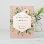 Invitation Mariage Romantique Botanique Florale Rose (Debout devant)