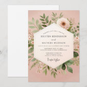 Invitation Mariage Romantique Botanique Florale Rose (Devant / Derrière)