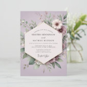 Invitation Mariage Romantique Botanique Lilas (Debout devant)