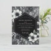Invitation Mariage Romantique Botanique Noir (Debout devant)