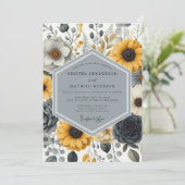 Invitation Mariage Romantique Botanique Ocre (Debout devant)