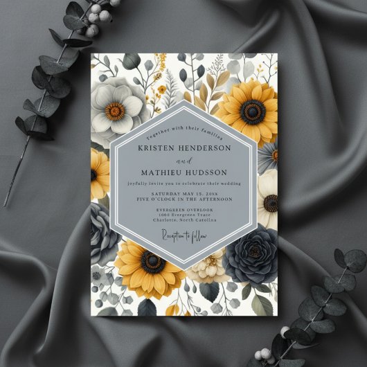 Invitation Mariage Romantique Botanique Ocre