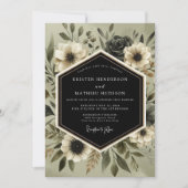 Invitation Mariage Romantique Botanique Olive Profond (Devant)