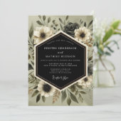 Invitation Mariage Romantique Botanique Olive Profond (Debout devant)