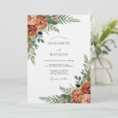 Invitation Mariage Romantique Botanique Orange Brûlé (Debout devant)