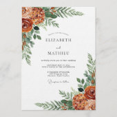 Invitation Mariage Romantique Botanique Orange Brûlé (Devant)